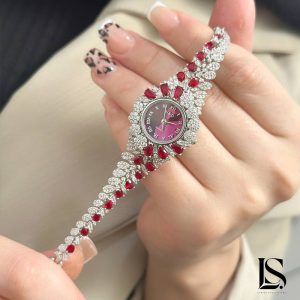 ساعت نقره زنانه طرح یاقوت کبود